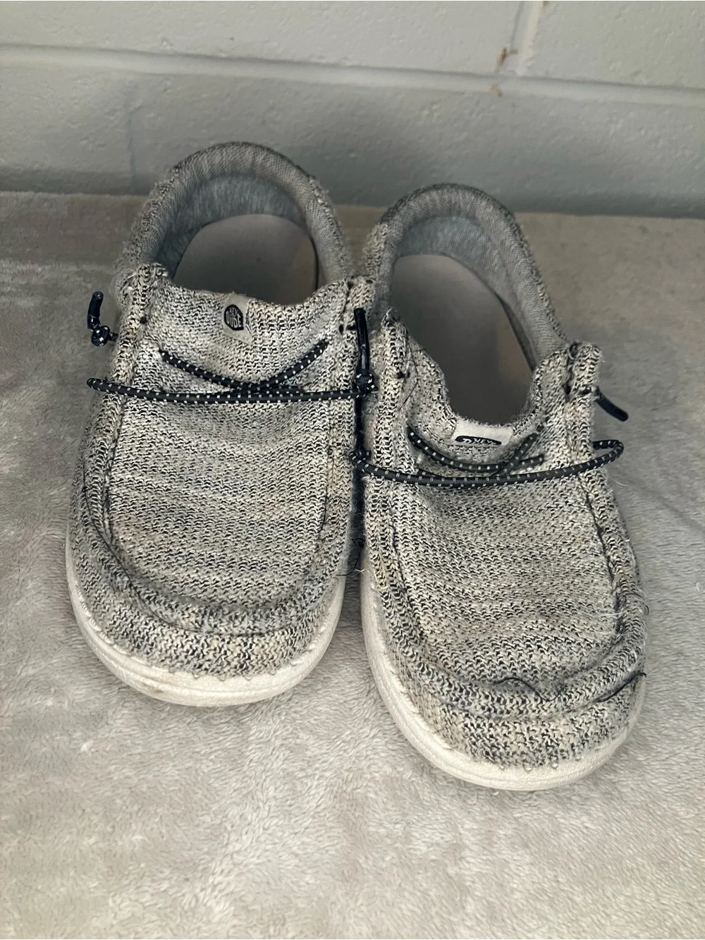Hey Dude Light Gray Knit Slip-On Loafers